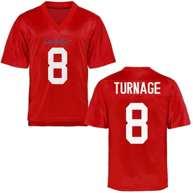 Brandon Turnage Youth Ole Miss Rebels Cardinal Football College Jersey - Game