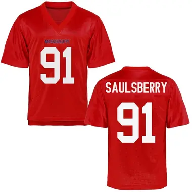 Myles Saulsberry Men's Ole Miss Rebels Cardinal Football College Jersey - Game