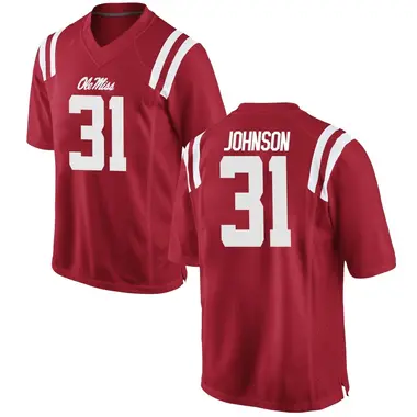 Red Antione Johnson Men's Ole Miss Rebels Football College Jersey - Replica