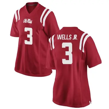 Red Antwane Wells Jr. Women's Ole Miss Rebels Football College Jersey - Game