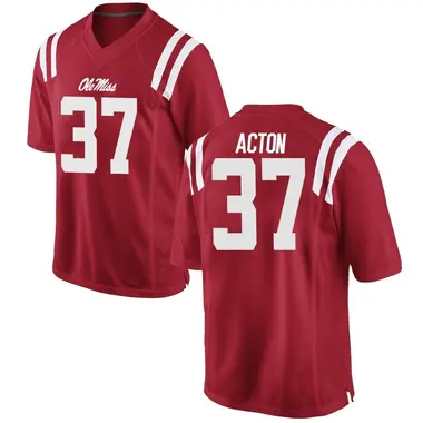 Red Austin Acton Men's Ole Miss Rebels Football College Jersey - Game