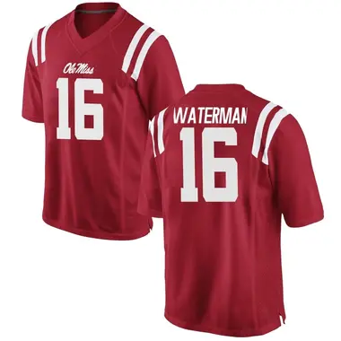 Red Braden Waterman Men's Ole Miss Rebels Football College Jersey - Game