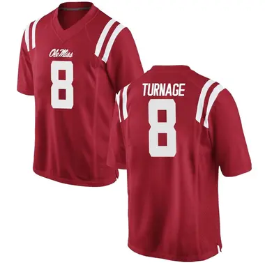 Red Brandon Turnage Men's Ole Miss Rebels Football College Jersey - Game