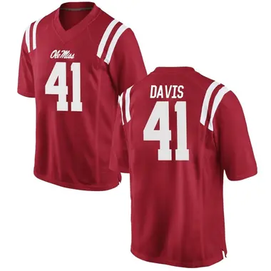 Red Caden Davis Men's Ole Miss Rebels Football College Jersey - Game