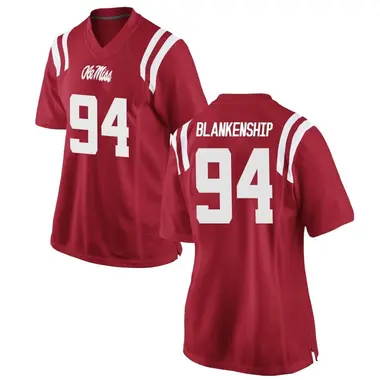 Red Caleb Blankenship Women's Ole Miss Rebels Football College Jersey - Game