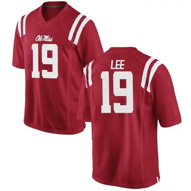 Red Cayden Lee Men's Ole Miss Rebels Football College Jersey - Game