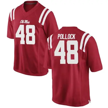 Red Charlie Pollock Men's Ole Miss Rebels Football College Jersey - Game