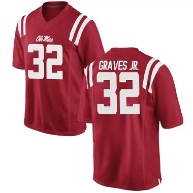 Red Chris Graves Jr. Men's Ole Miss Rebels Football College Jersey - Replica