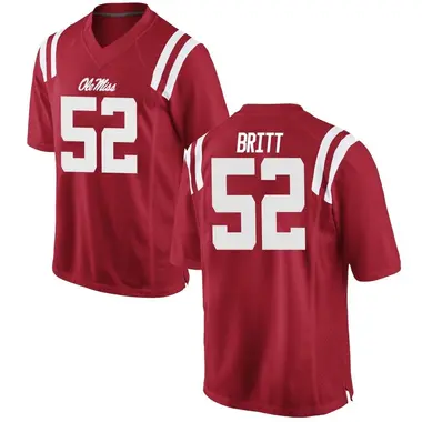 Red Christian Britt Men's Ole Miss Rebels Football College Jersey - Replica