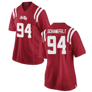 Red Christian Schanefelt Women's Ole Miss Rebels Football College Jersey - Game