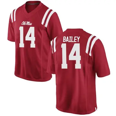 Red Deljay Bailey Youth Ole Miss Rebels Football College Jersey - Game