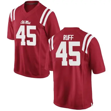 Red DJ Ruff Men's Ole Miss Rebels Football College Jersey - Game