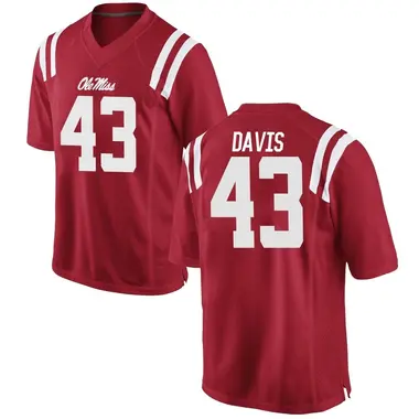 Red Dylan Davis Men's Ole Miss Rebels Football College Jersey - Game