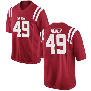 Red Eli Acker Men's Ole Miss Rebels Football College Jersey - Game