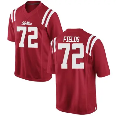 Red Ethan Fields Men's Ole Miss Rebels Football College Jersey - Game