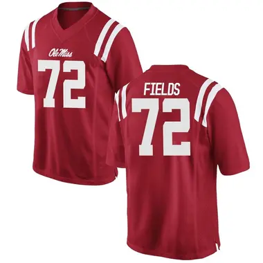 Red Ethan Fields Men's Ole Miss Rebels Football College Jersey - Replica