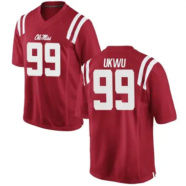 Red Isaac Ukwu Men's Ole Miss Rebels Football College Jersey - Game