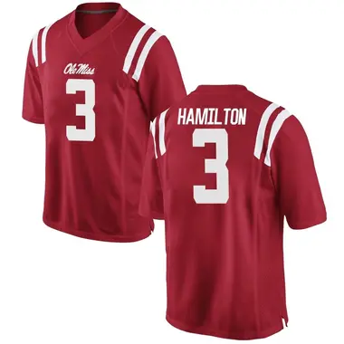 Red Isaiah Hamilton Youth Ole Miss Rebels Football College Jersey - Game