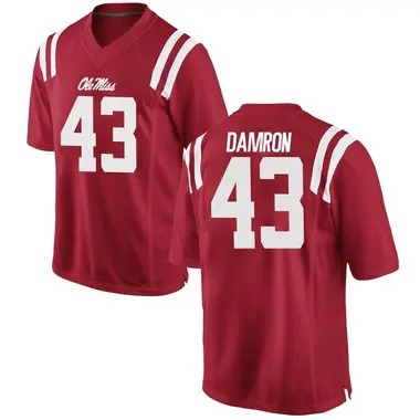 Red Jack Damron Youth Ole Miss Rebels Football College Jersey - Game