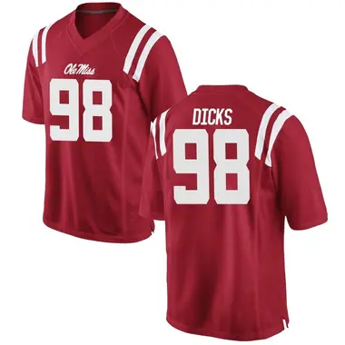 Red Jaden Dicks Men's Ole Miss Rebels Football College Jersey - Game