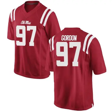 Red Jamond Gordon Men's Ole Miss Rebels Football College Jersey - Game