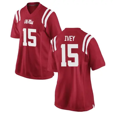 Red Jared Ivey Women's Ole Miss Rebels Football College Jersey - Game