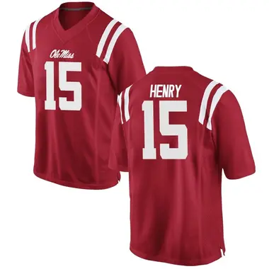 Red JJ Henry Men's Ole Miss Rebels Football College Jersey - Game