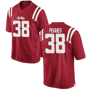 Red JJ Pegues Men's Ole Miss Rebels Football College Jersey - Game