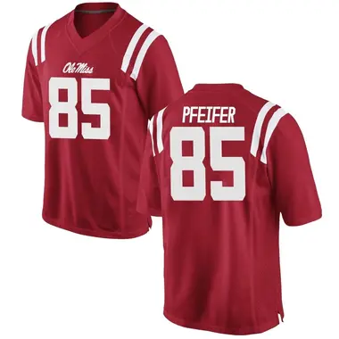 Red Joshua Pfeifer Men's Ole Miss Rebels Football College Jersey - Game