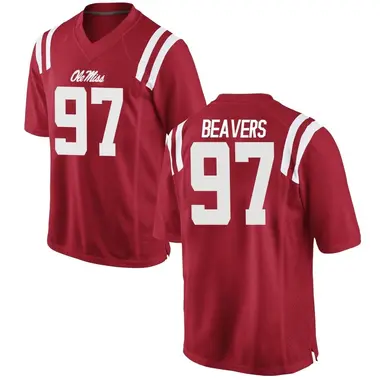 Red Kamron Beavers Men's Ole Miss Rebels Football College Jersey - Game