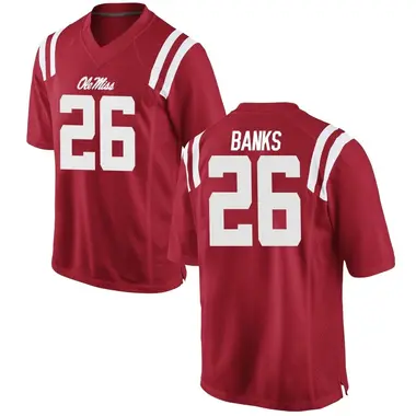 Red Katrevrick Banks Men's Ole Miss Rebels Football College Jersey - Game