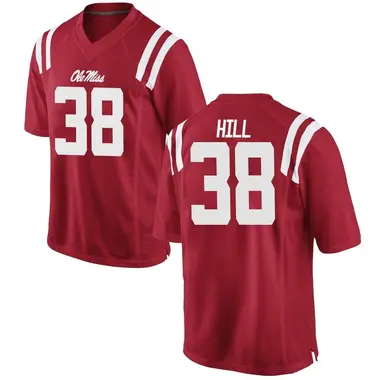 Red KD Hill Men's Ole Miss Rebels Football College Jersey - Game