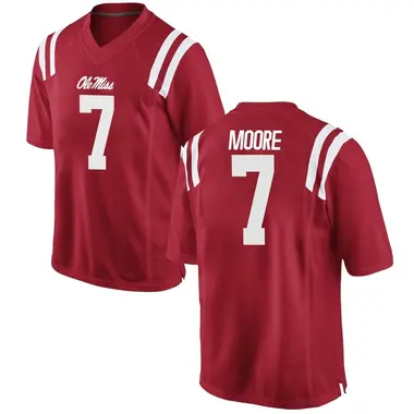 Red Louis Moore Men's Ole Miss Rebels Football College Jersey - Game