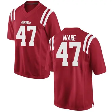 Red Matt Ware Men's Ole Miss Rebels Football College Jersey - Game