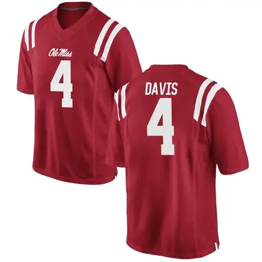 Red Micah Davis Men's Ole Miss Rebels Football College Jersey - Replica