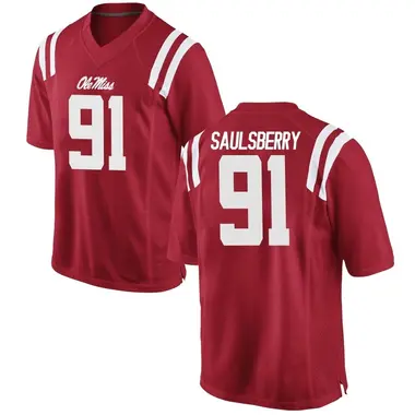 Red Myles Saulsberry Youth Ole Miss Rebels Football College Jersey - Replica