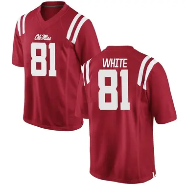 Red Noreel White Men's Ole Miss Rebels Football College Jersey - Game