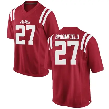 Red Pat Broomfield Men's Ole Miss Rebels Football College Jersey - Game