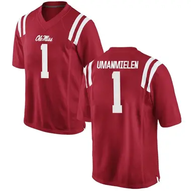 Red Princely Umanmielen Men's Ole Miss Rebels Football College Jersey - Game