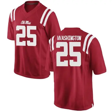 Red Trey Washington Men's Ole Miss Rebels Football College Jersey - Game