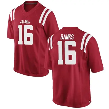 Red Yam Banks Men's Ole Miss Rebels Football College Jersey - Game